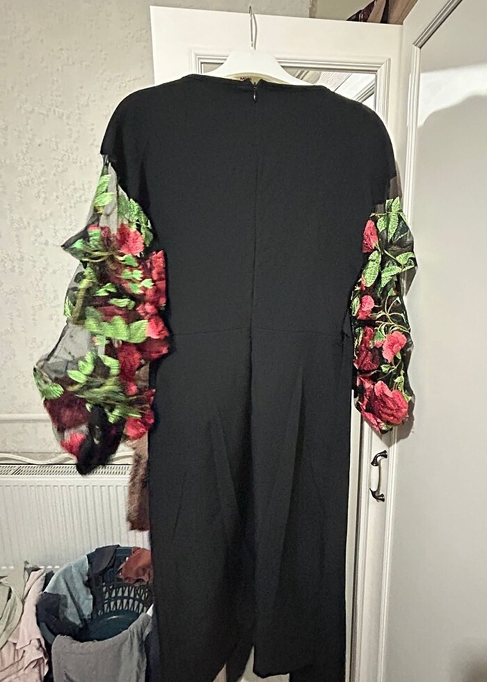 Kolları çiçekli kalem elbise kemerli ???? - Görsel 4