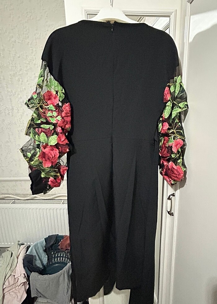 Kolları çiçekli kalem elbise kemerli ???? - Görsel 5