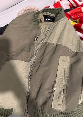 Zara haki yeşil bomber ceket - Görsel 7