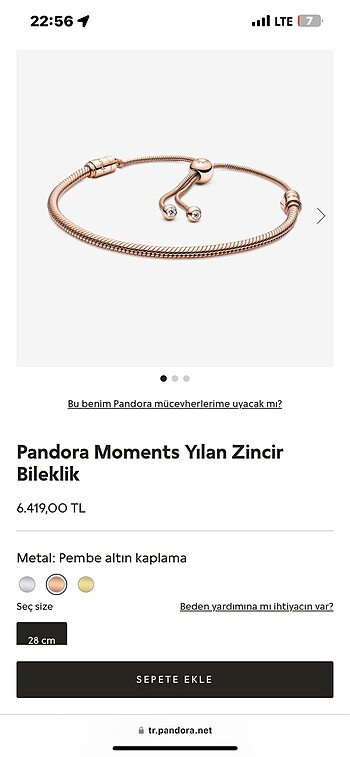 Beden altın Renk pandora bileklik