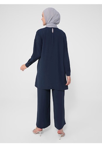 Refka Lacivert Kadın Uzun Kollu Minimalist Takım - Görsel 2