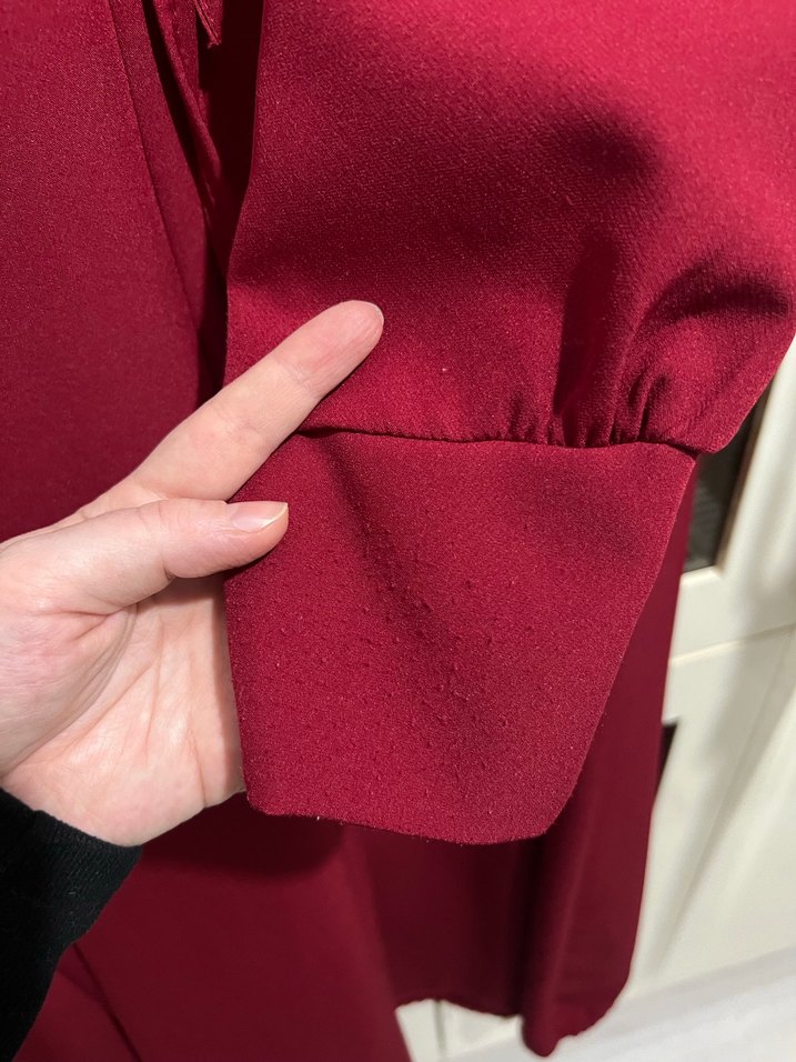 Soi Bordo Uzun Drapeli Kadın Elbise - Görsel 3