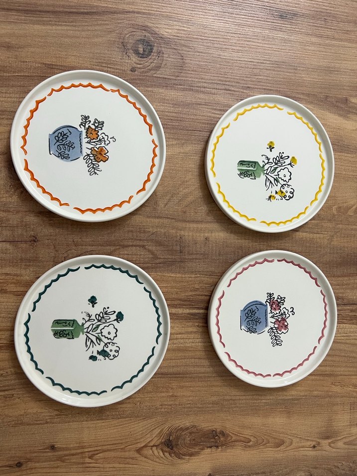 English Home Floe 4'lü Renkli Seramik Pasta Tabağı 20 cm - Görsel 3