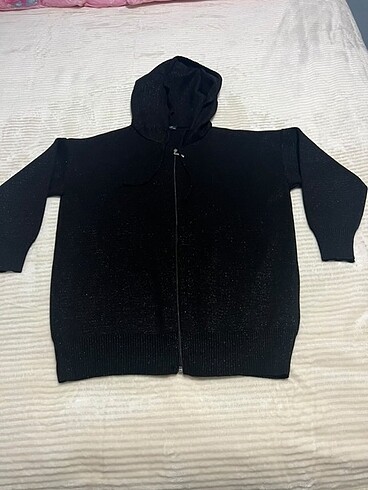 Zara Siyah simli triko hırka