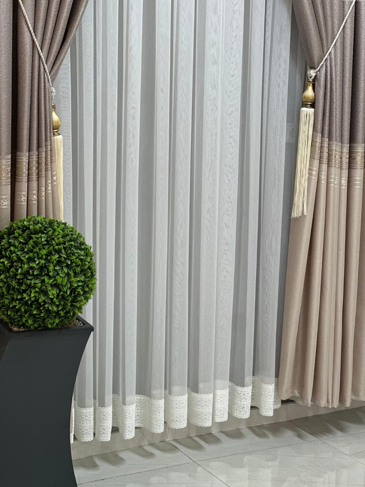 Bej Gri Nakışlı Modern Klasik Perde - Görsel 5