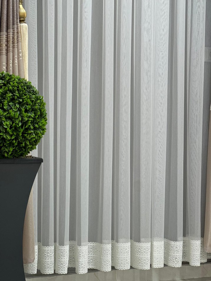 Bej Gri Nakışlı Modern Klasik Perde - Görsel 2