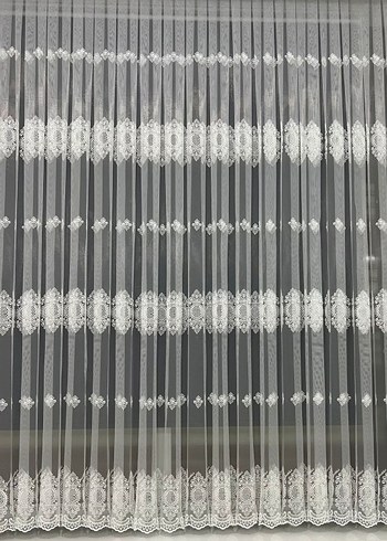 Gri İşlemeli Beyaz Tül Perde - Görsel 3