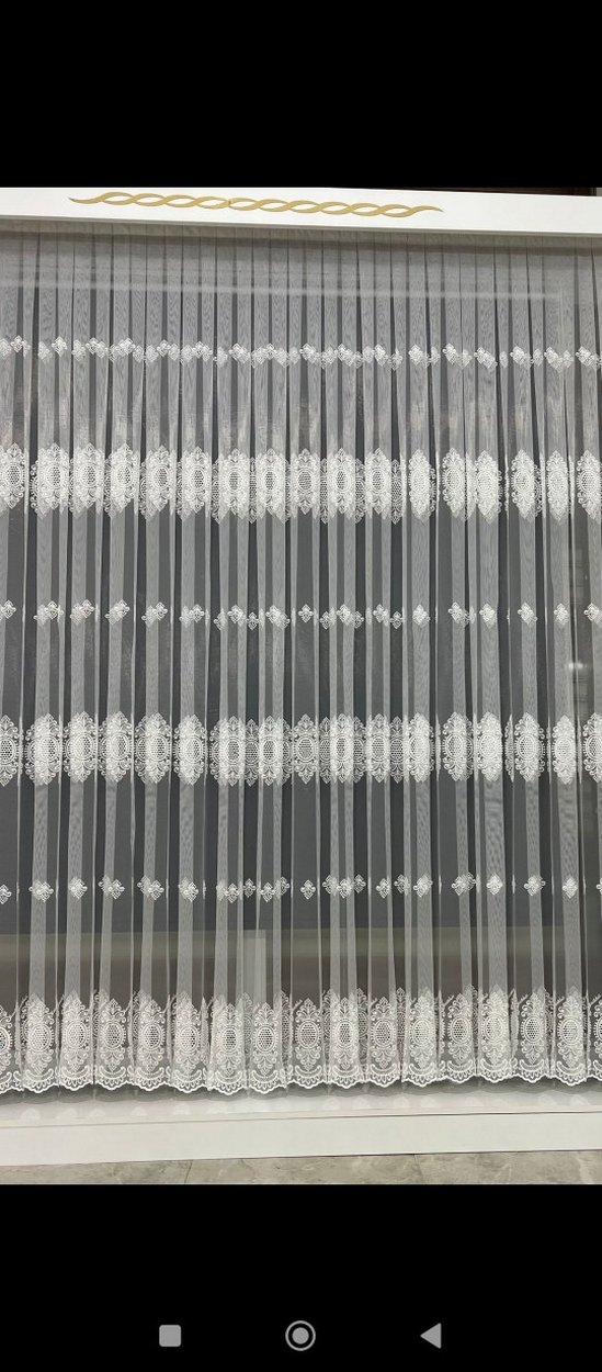 Gri İşlemeli Beyaz Tül Perde - Görsel 3