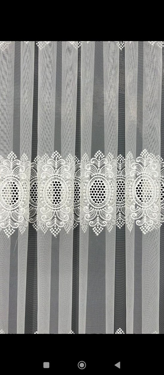 Gri İşlemeli Beyaz Tül Perde - Görsel 2