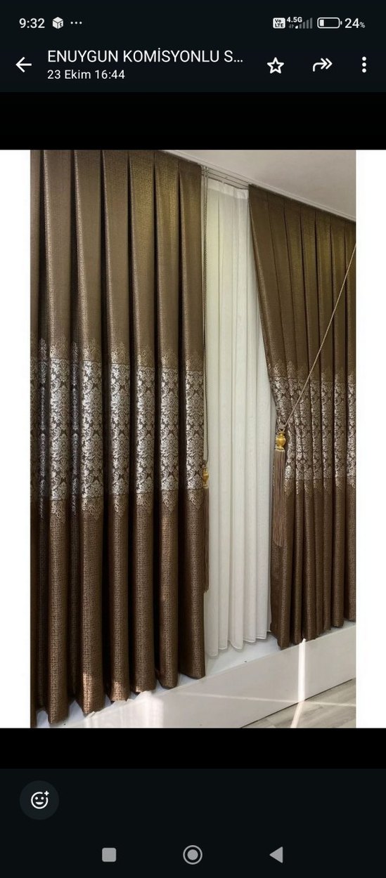 Nakışlı Gri-Mavi Fon Perde - Görsel 4