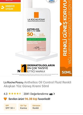  La Roche posay renkli güneş kremi (dermatologların en çok tavs