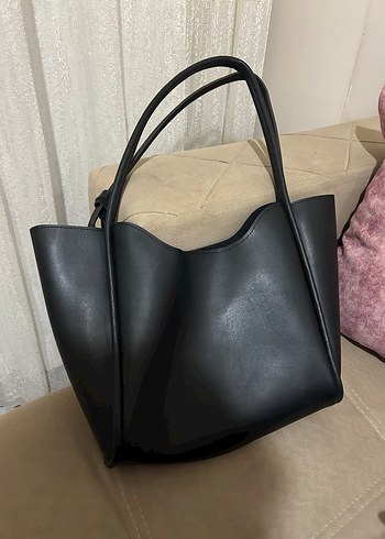 Siyah Deri Minimalist Kadın Çanta - Görsel 2