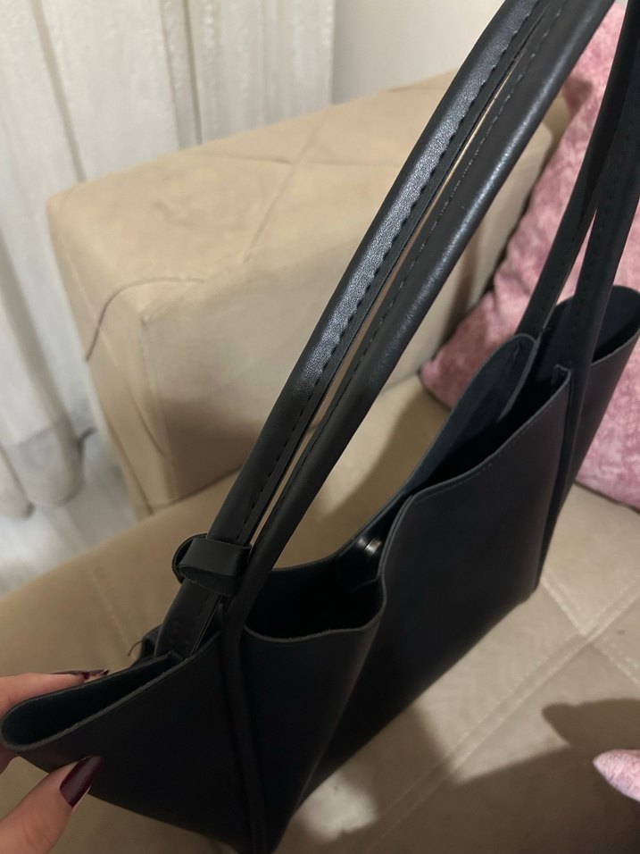 Siyah Deri Minimalist Kadın Çanta - Görsel 3