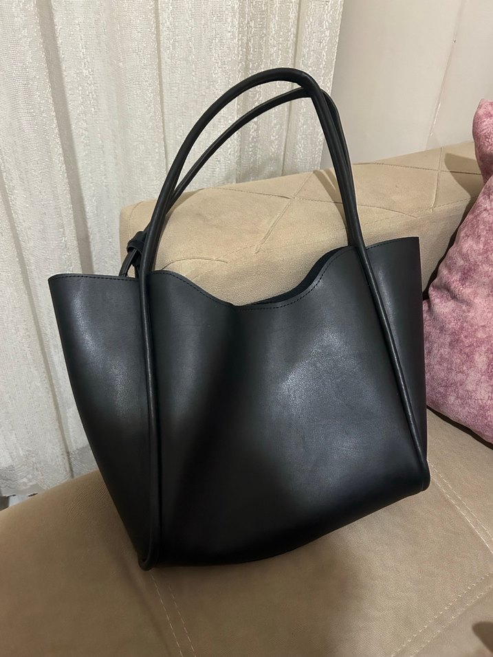 Siyah Deri Minimalist Kadın Çanta - Görsel 2