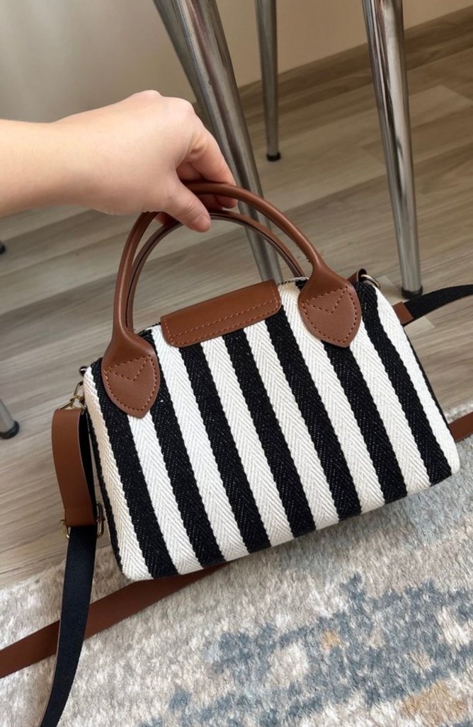 Kahverengi Tokalı Zebra Desenli Kadın Çanta - Görsel 3