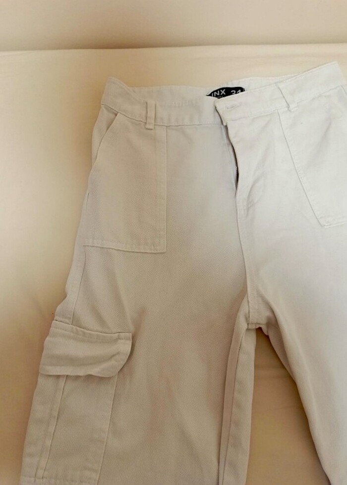 Beyaz Kargo Pantolon  - Görsel 3
