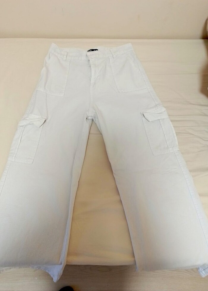 Beyaz Kargo Pantolon  - Görsel 4