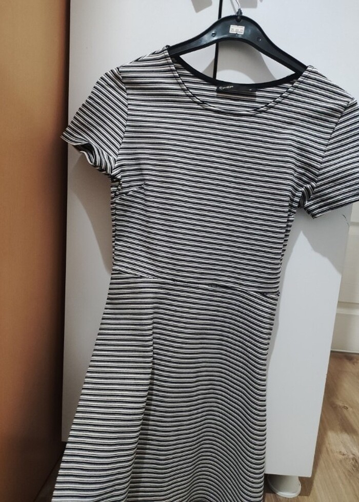 Kadın Çizgili Mini Günlük Elbise - Görsel 3