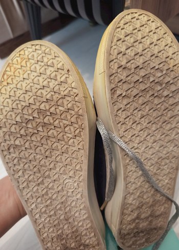 40 Beden mavi Renk Gri Nakışlı Kadın Kot Sneakers