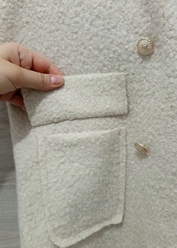 Düğmeli Beyaz uzun Kadın Yelek - Görsel 6