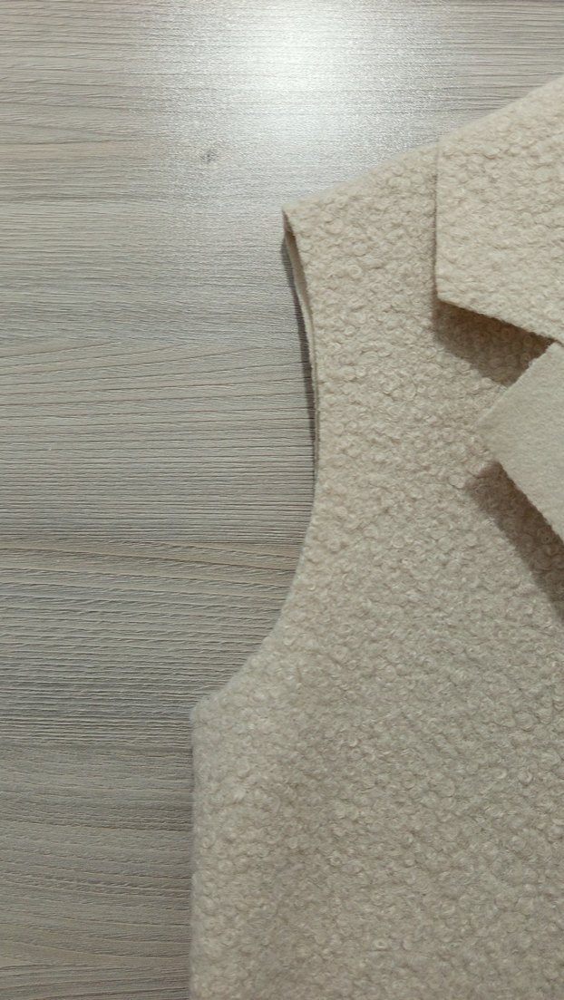 Düğmeli Beyaz uzun Kadın Yelek - Görsel 4