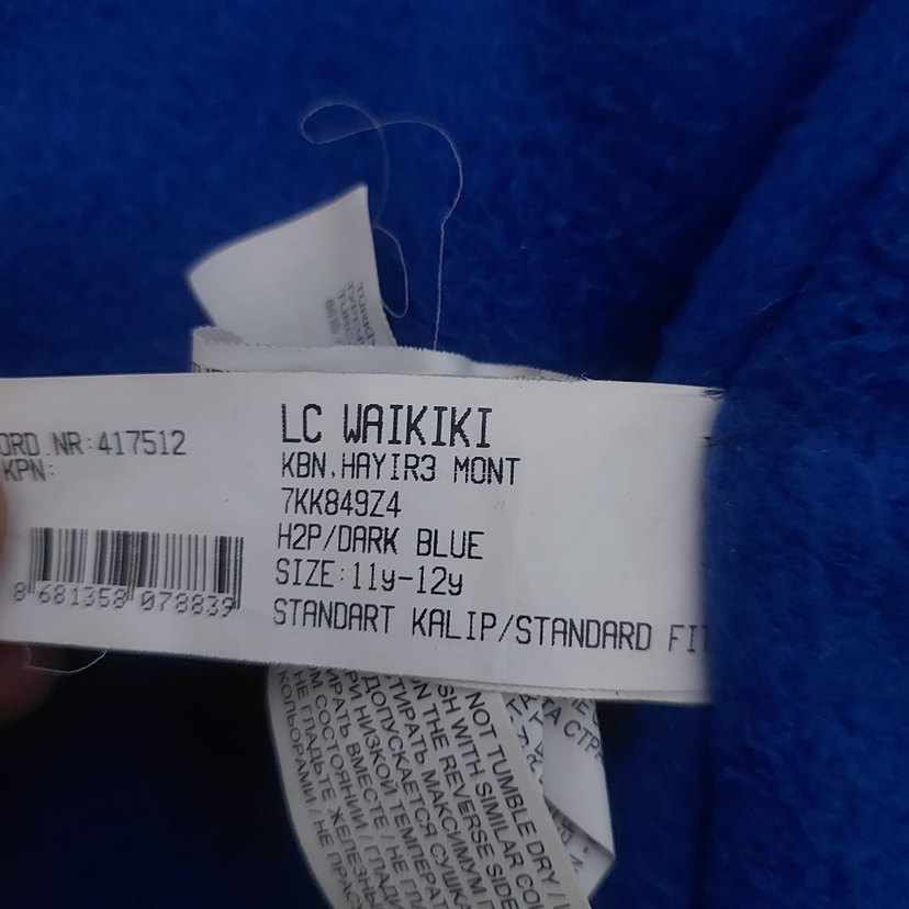 Çocuk Parlak Mavi Fermuarlı Kışlık Mont - Görsel 3