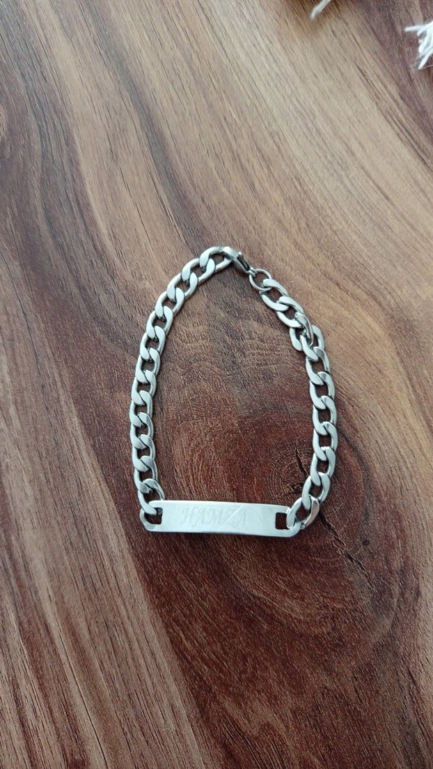 İsim Yazılı Zincir Detaylı Bileklik - Görsel 5