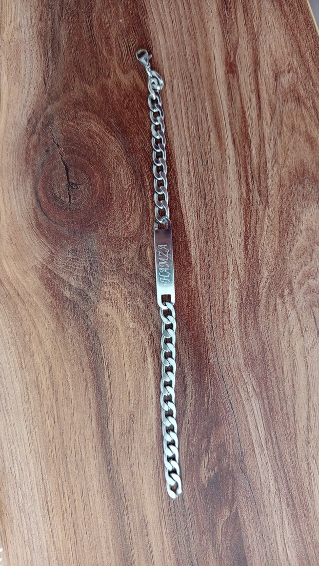 İsim Yazılı Zincir Detaylı Bileklik - Görsel 4