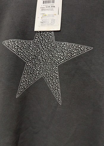 Gri Uzun Kollu Star Baskılı Sweatshirt - Görsel 6
