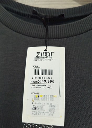 Gri Uzun Kollu Star Baskılı Sweatshirt - Görsel 4