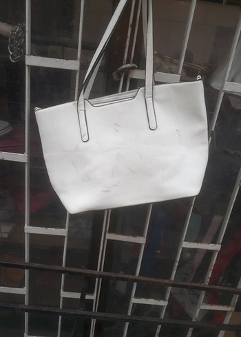 Kadın Beyaz Deri Fermuarlı Çanta - Görsel 3