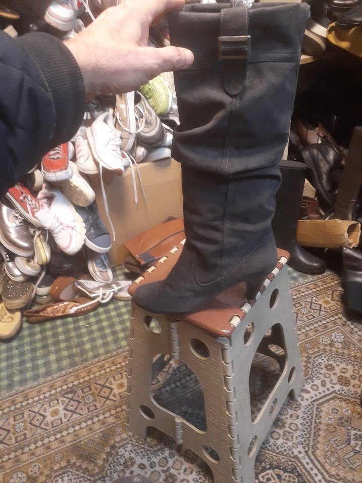 Gri Süet Tokalı Dizüstü Topuklu Bot - Görsel 5