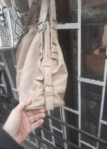 Bej Deri Kadın Omuz Çantası - Görsel 3