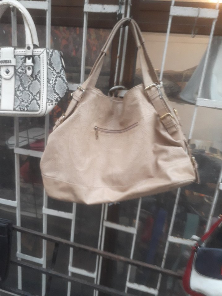 Bej Deri Kadın Omuz Çantası - Görsel 2