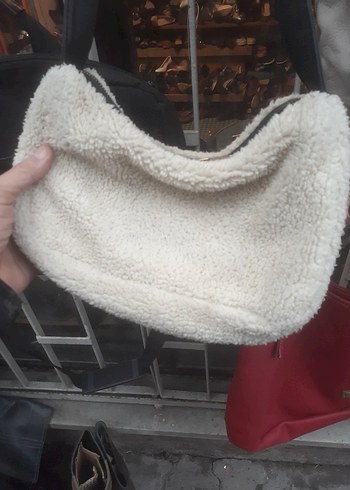 Beyaz Peluş Kadın Omuz Çantası - Görsel 2