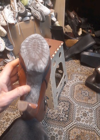 Kahverengi Deri Platform Topuklu Diz Boyu Kadın Çizme italyan - Görsel 6