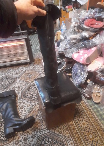 Kahverengi Deri Tokalı Kadın Diz Boyu Bot - Görsel 4