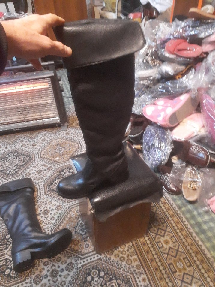 Kahverengi Deri Tokalı Kadın Diz Boyu Bot - Görsel 3