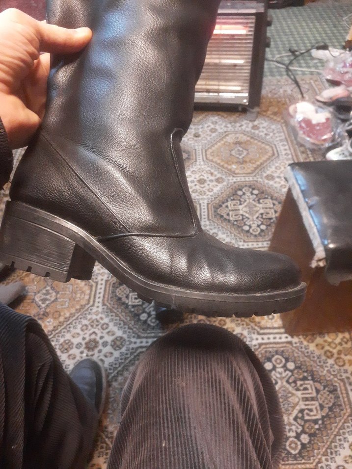 Kahverengi Deri Tokalı Kadın Diz Boyu Bot - Görsel 5