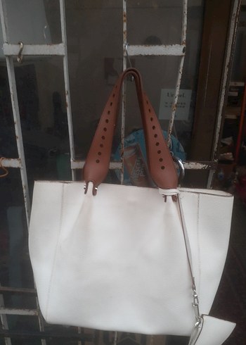 Minimalist Beyaz Deri Kadın Çanta - Görsel 2