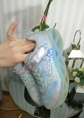 Kız Çocuk Mavi Parlak Bağcıklı Spor Ayakkabı - Görsel 7