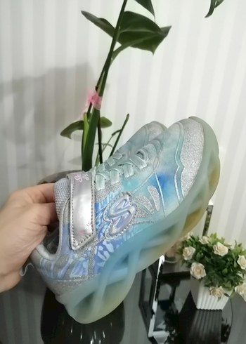 Kız Çocuk Mavi Parlak Bağcıklı Spor Ayakkabı - Görsel 6