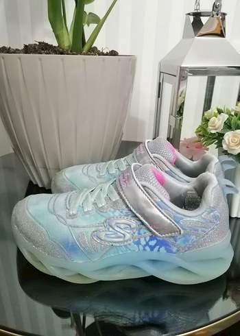 Kız Çocuk Mavi Parlak Bağcıklı Spor Ayakkabı - Görsel 2