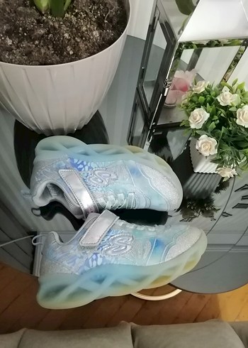 Kız Çocuk Mavi Parlak Bağcıklı Spor Ayakkabı - Görsel 5