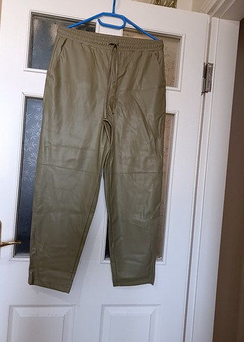 LC Waikiki Haki Kadın Deri Cigarette Pantolon - Görsel 6