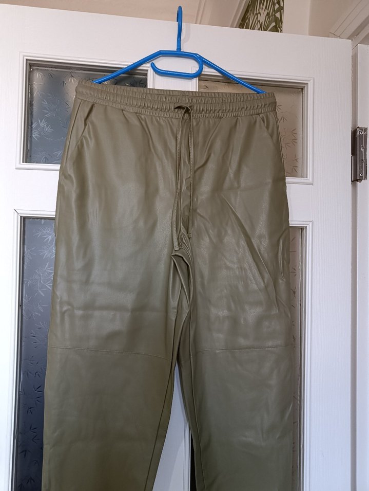 LC Waikiki Haki Kadın Deri Cigarette Pantolon - Görsel 5