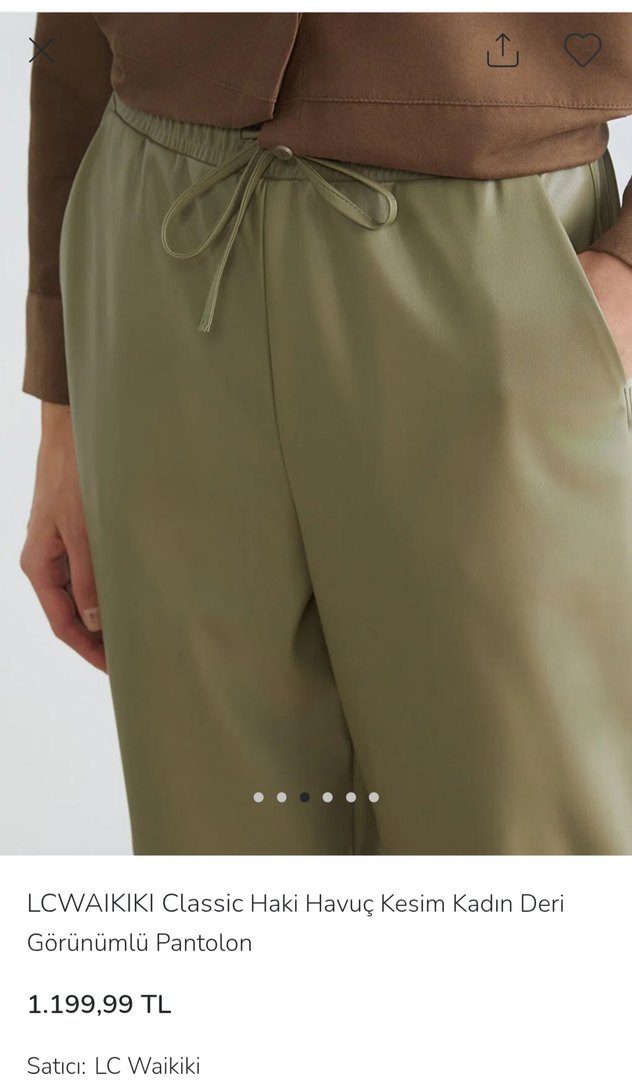 LC Waikiki Haki Kadın Deri Cigarette Pantolon - Görsel 4