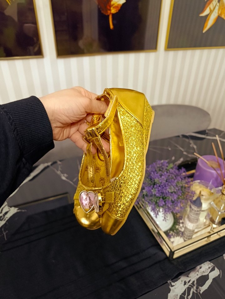 Kız Çocuk Altın Renkli Tokalı Babet - Görsel 5