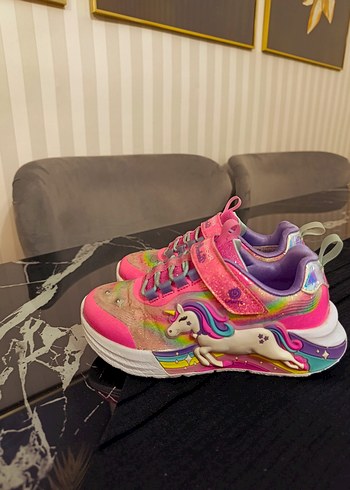 Kız Çocuk Renkli Unicorn Desenli Spor Ayakkabı - Görsel 3