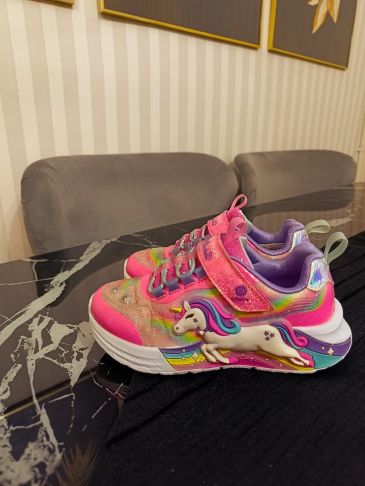 Kız Çocuk Renkli Unicorn Desenli Spor Ayakkabı - Görsel 3